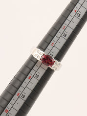 18K Diamond Rhodolite Garnet Ring in Red/Silver