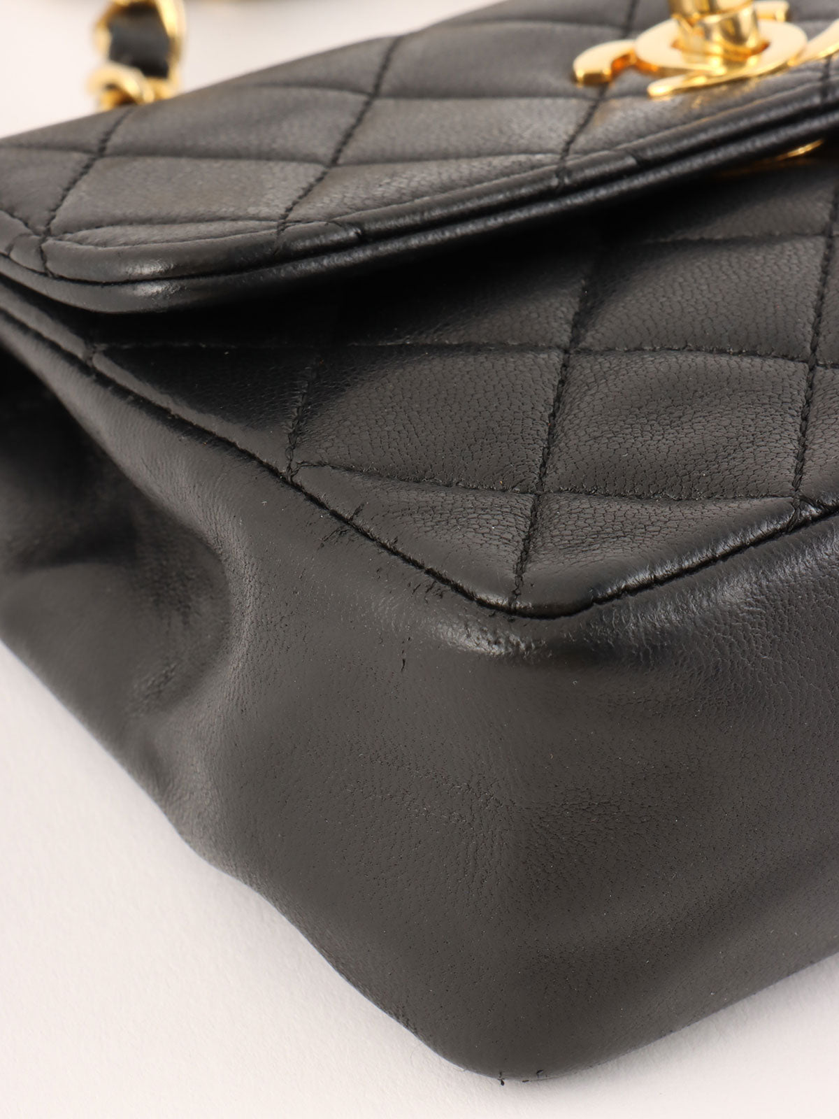 1992年頃製 マトラッセステッチCCターンロックチェーンショルダーバッグミニ ブラック