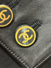 2001年製 リアルレザーCCマークボタンコート ブラック