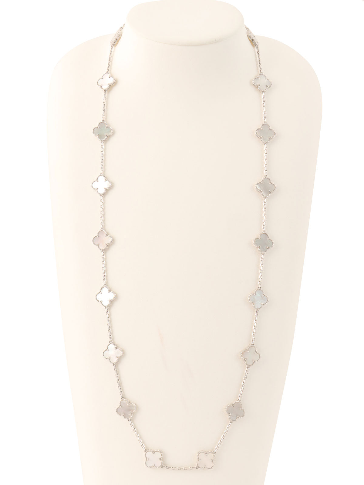 18K Vintage Alhambra 20 Motif Necklace in White/Silver