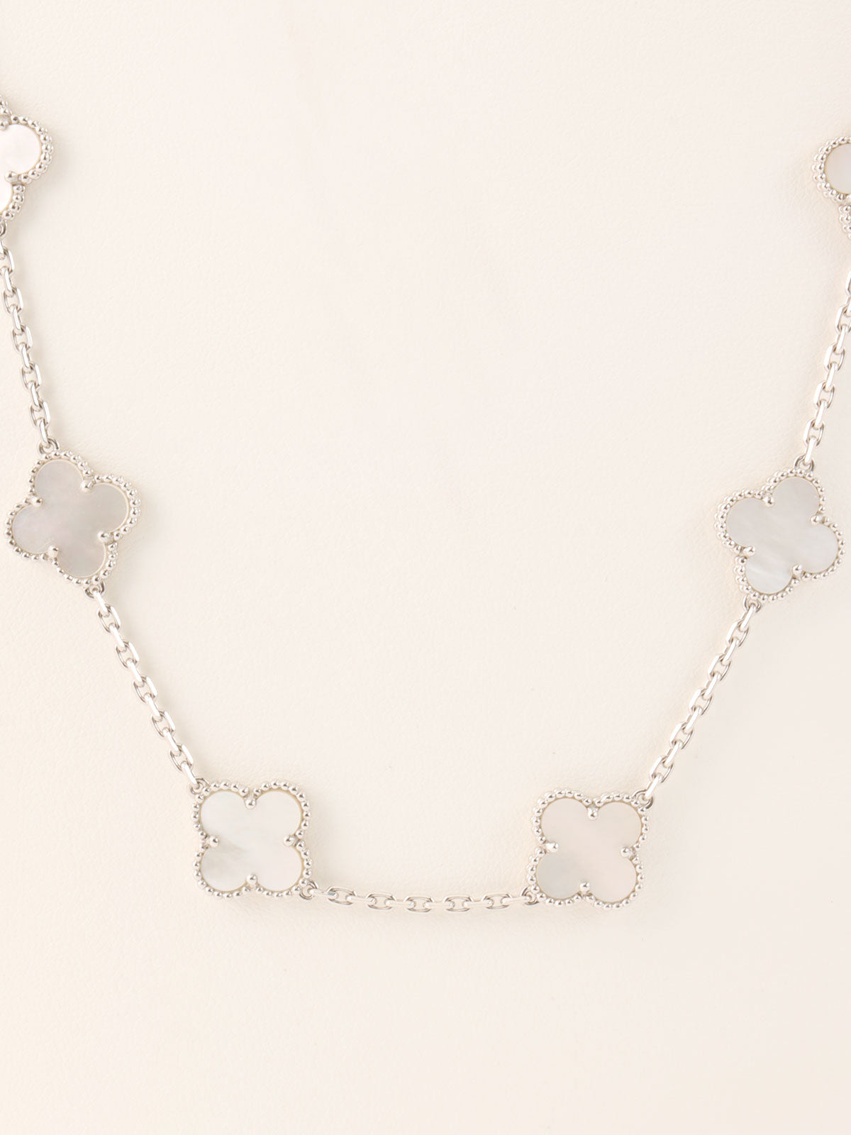 18K Vintage Alhambra 20 Motif Necklace in White/Silver