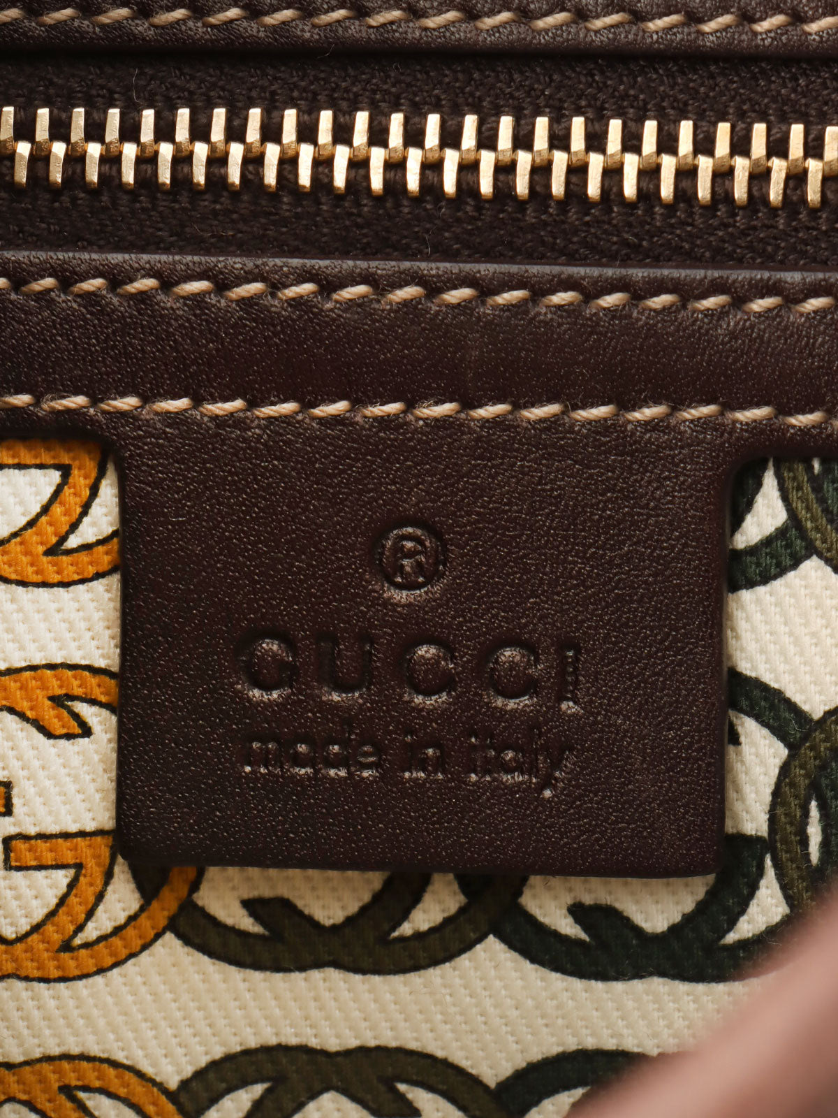 ベロアレザーコンビホースビットプレートワンショルダーバッグ ブラウン/マルチ