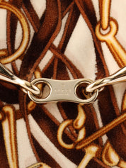 ベロアレザーコンビホースビットプレートワンショルダーバッグ ブラウン/マルチ