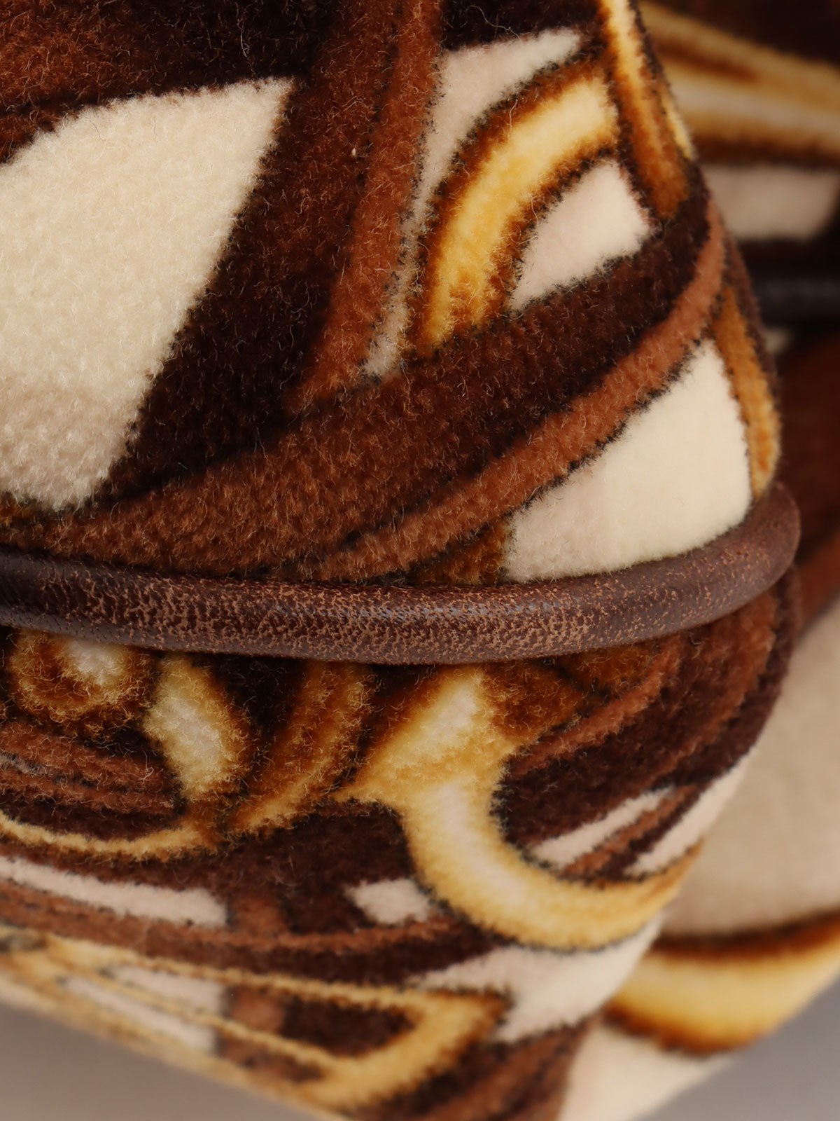 Velour and leather combination horsebit plate shoulder bag in brown/multi