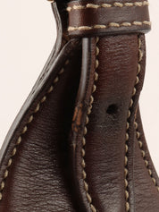 ベロアレザーコンビホースビットプレートワンショルダーバッグ ブラウン/マルチ