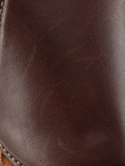 Velour and leather combination horsebit plate shoulder bag in brown/multi