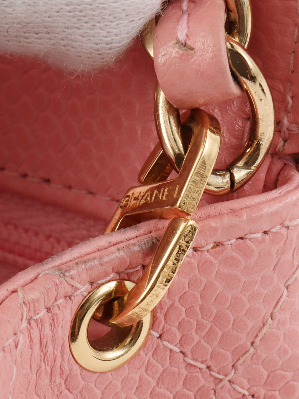 2003年頃製 キャビアスキンクラシックフラップチェーンバッグミニ ピンク