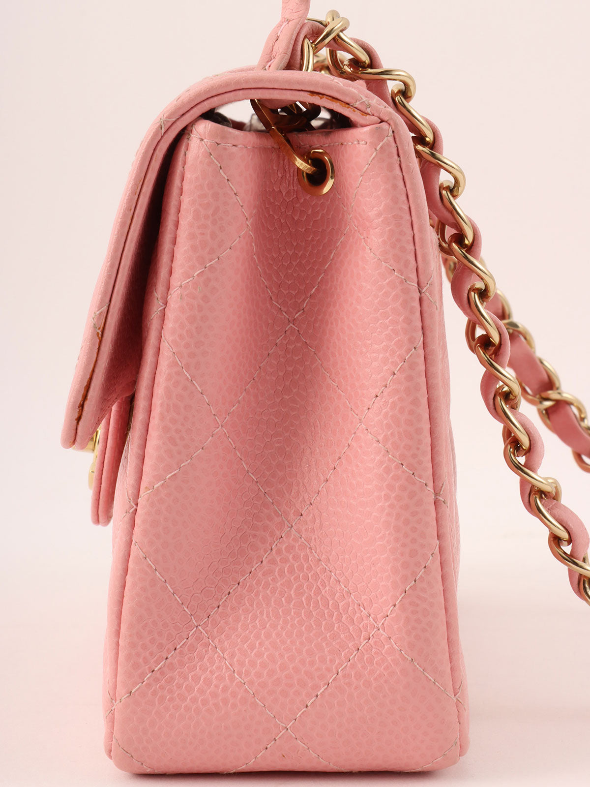 2003年頃製 キャビアスキンクラシックフラップチェーンバッグミニ ピンク