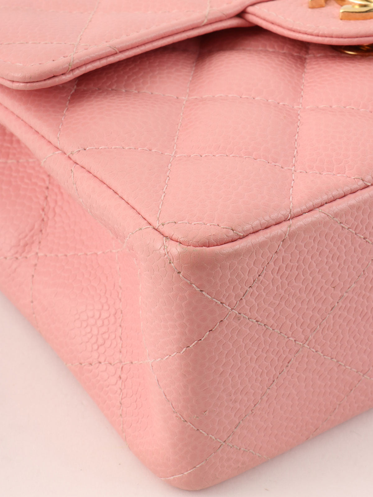 2003年頃製 キャビアスキンクラシックフラップチェーンバッグミニ ピンク