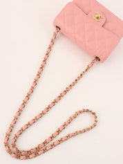 2003年鱼子酱纹经典翻盖链条包迷你粉色