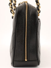2000 Caviar Skin V-Stitch CC Mark Handbag Black