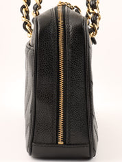 2000 Caviar Skin V-Stitch CC Mark Handbag Black