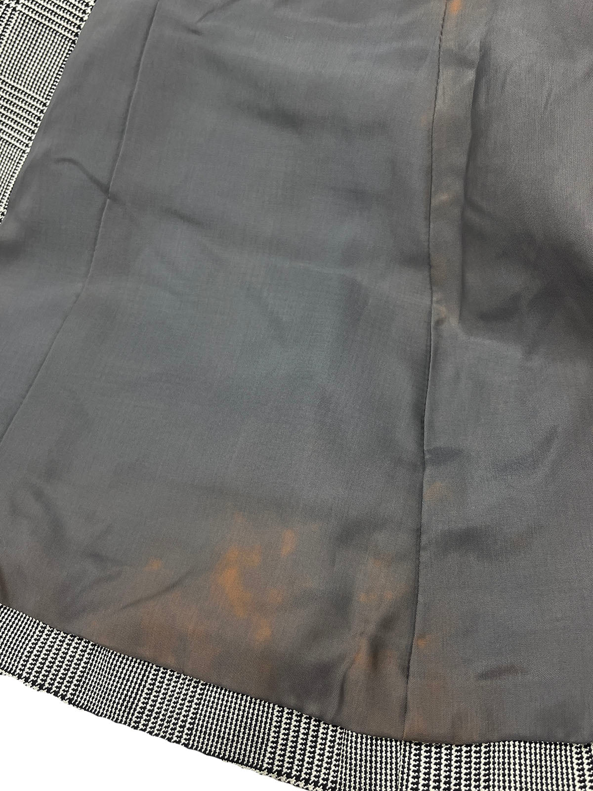 グレンチェックパターンノーカラーロングジャケット グレー/ブラック