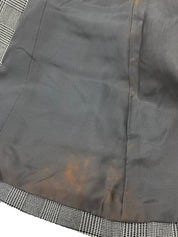 グレンチェックパターンノーカラーロングジャケット グレー/ブラック