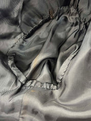 グレンチェックパターンノーカラーロングジャケット グレー/ブラック