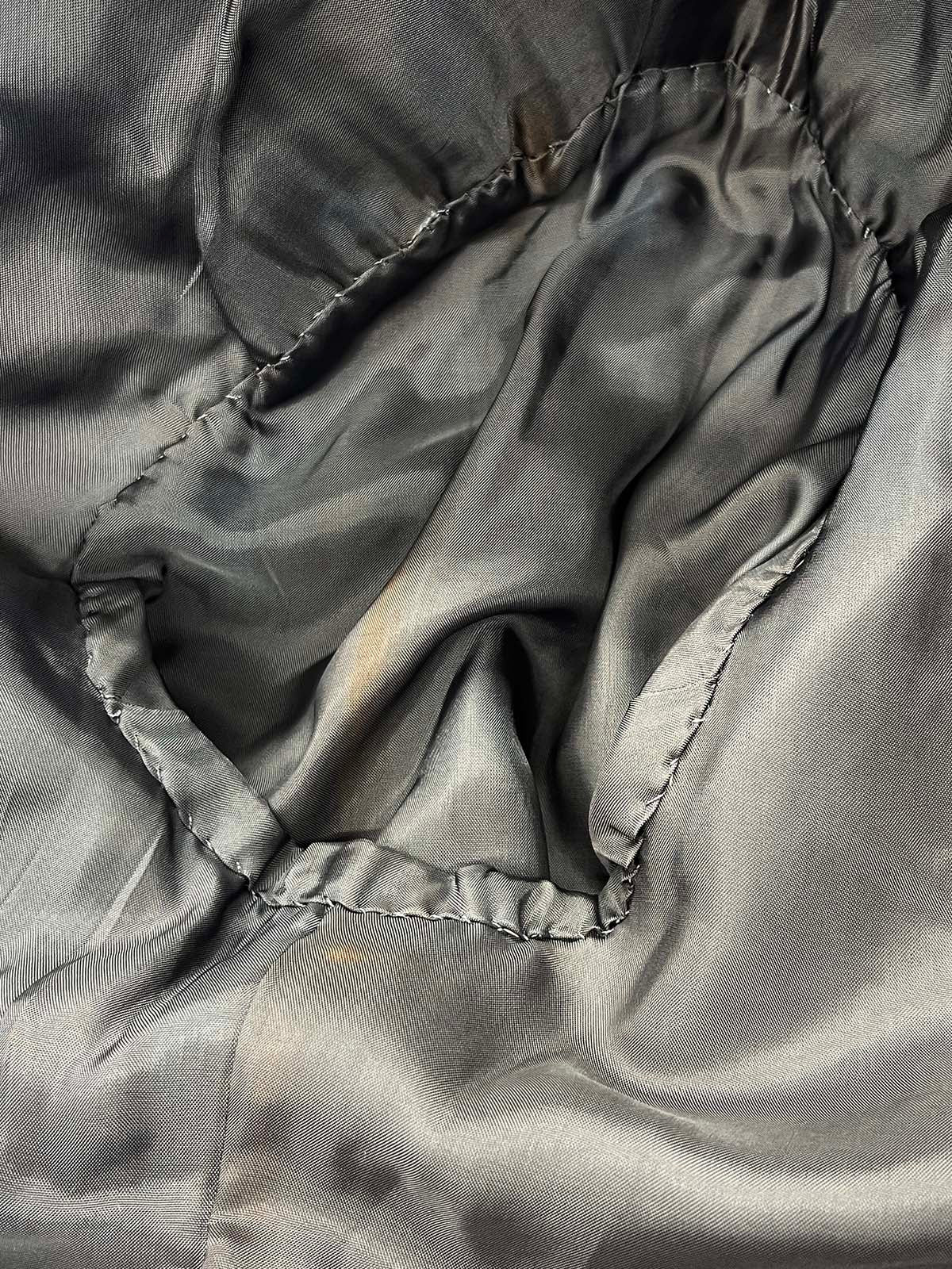 グレンチェックパターンノーカラーロングジャケット グレー/ブラック