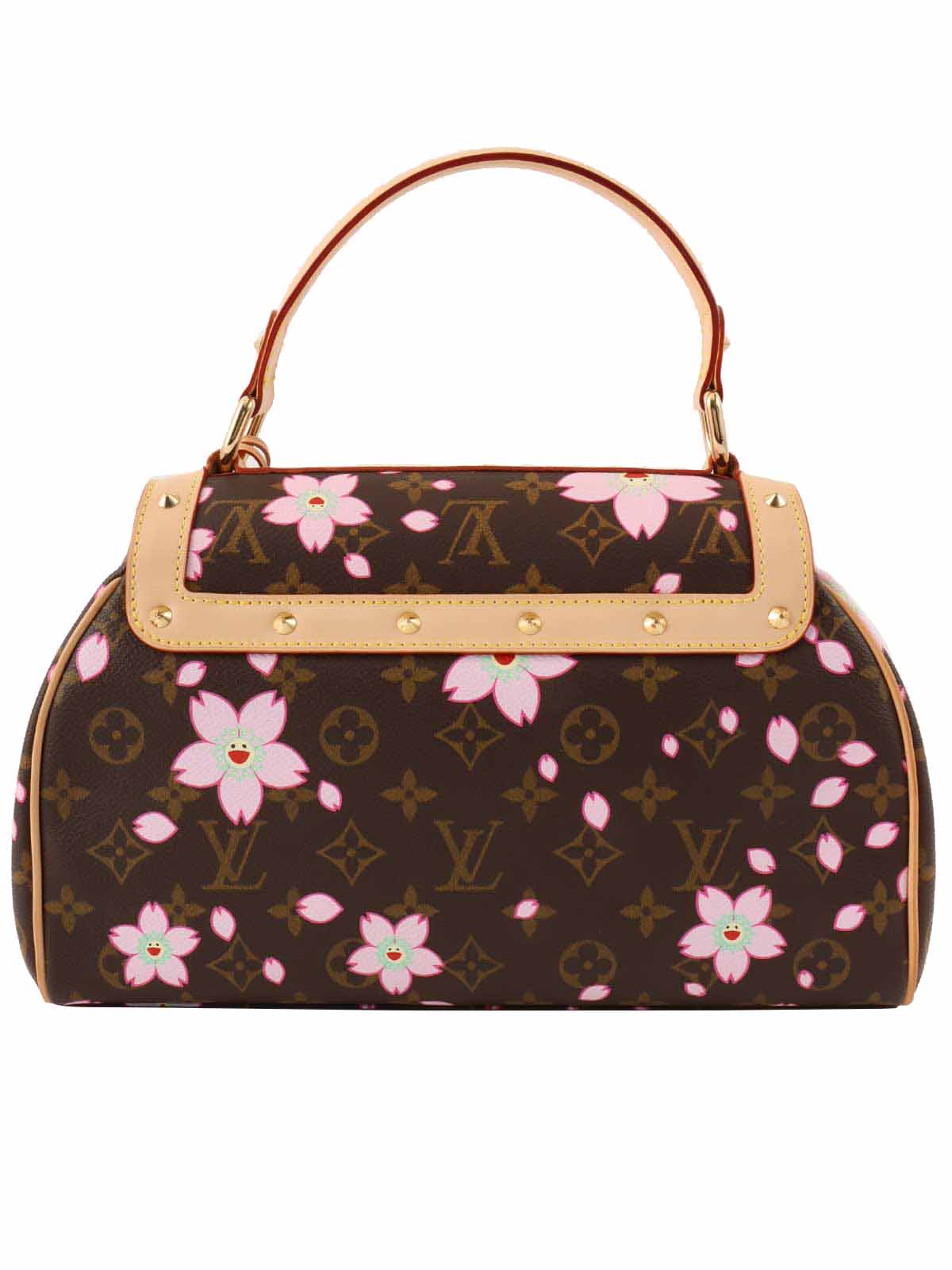 2003年村上隆合作款字母樱花包 复古棕/粉色