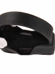 サテンロゴプレートハンドバッグ　ブラック