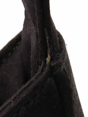 サテンロゴプレートハンドバッグ　ブラック