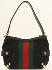 キャンバスGGパターンシェリーラインホースビットプレートハンドバッグ ブラック/グリーン/レッド