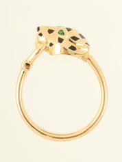 18K Gold Emerald Onyx Diamond Panther Ring
