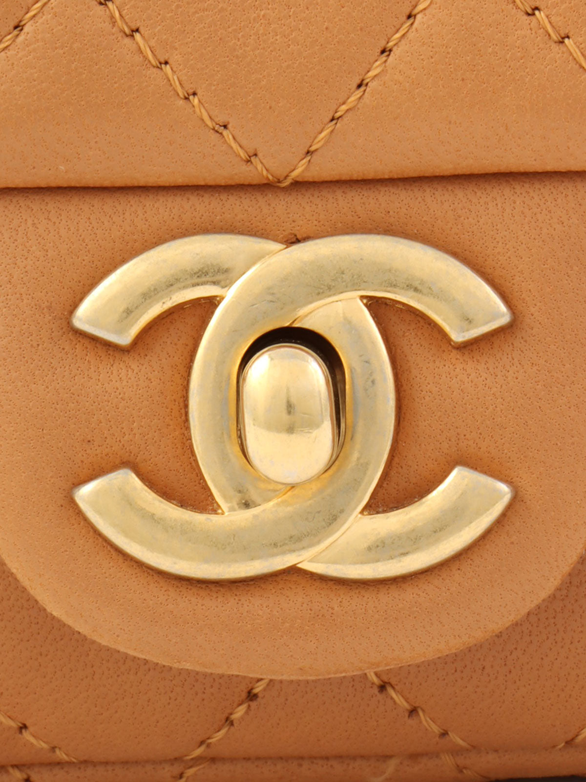 2014 CC 旋转锁扣吊坠链条包迷你棕色