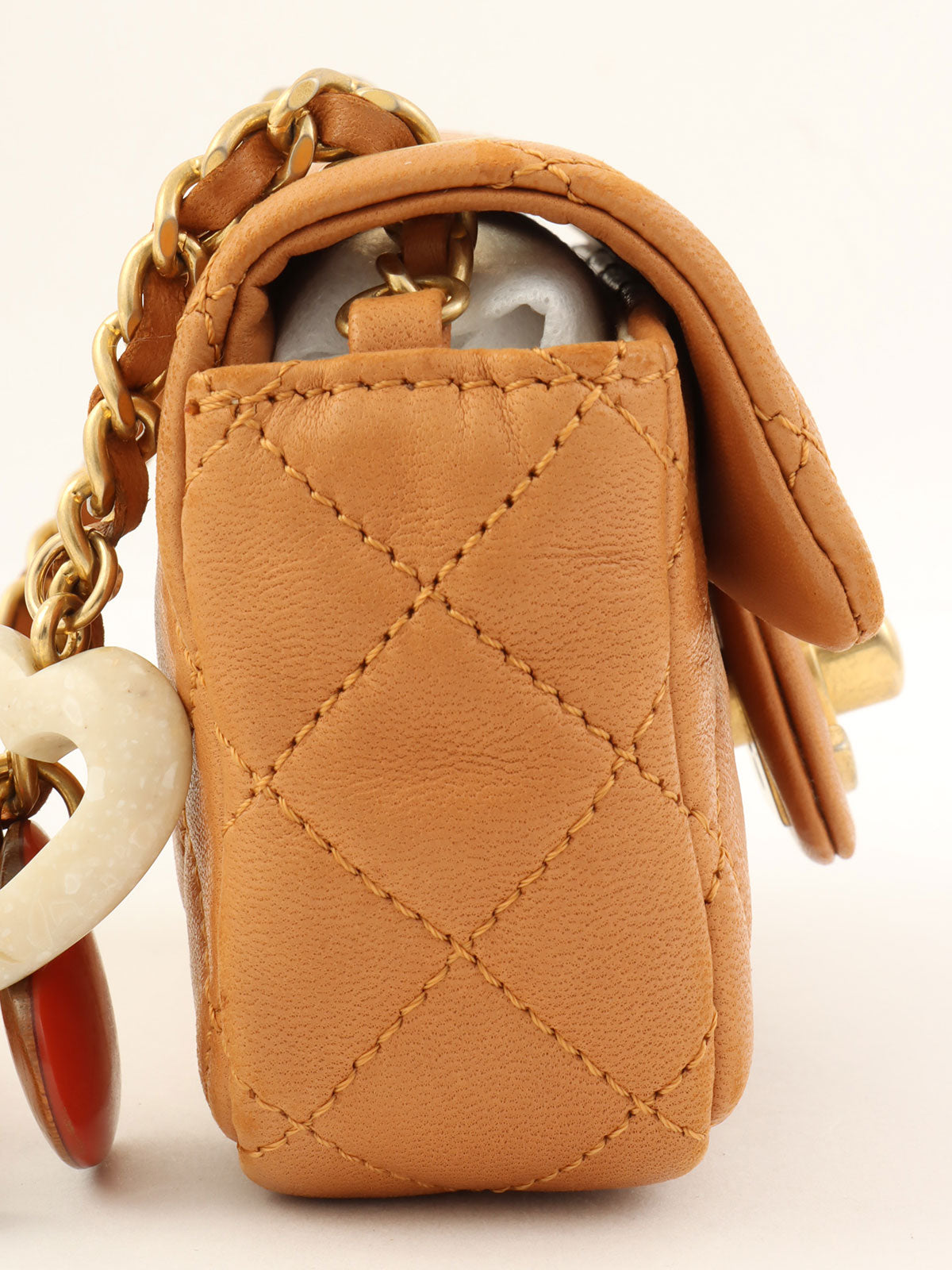 2014 CC Turn Lock Charm Chain Bag Mini Brown
