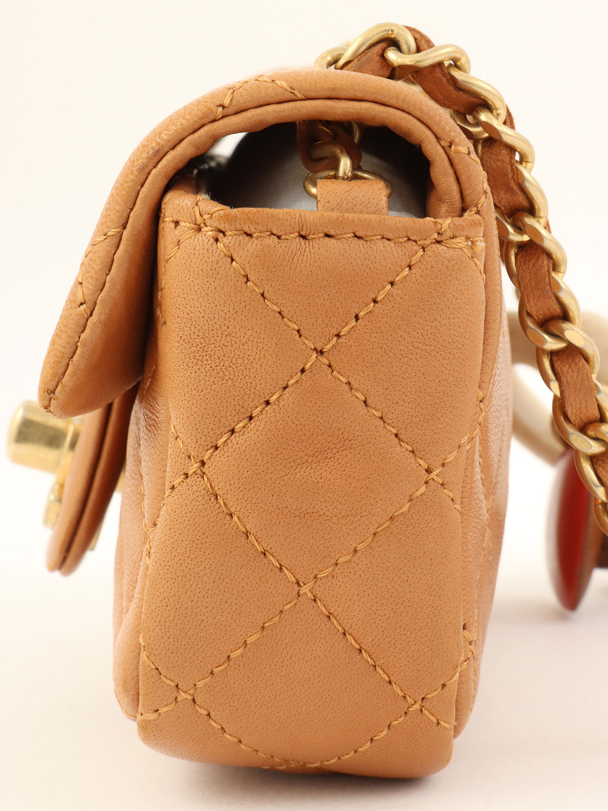 2014 CC 旋转锁扣吊坠链条包迷你棕色