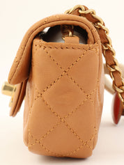 2014 CC 旋转锁扣吊坠链条包迷你棕色