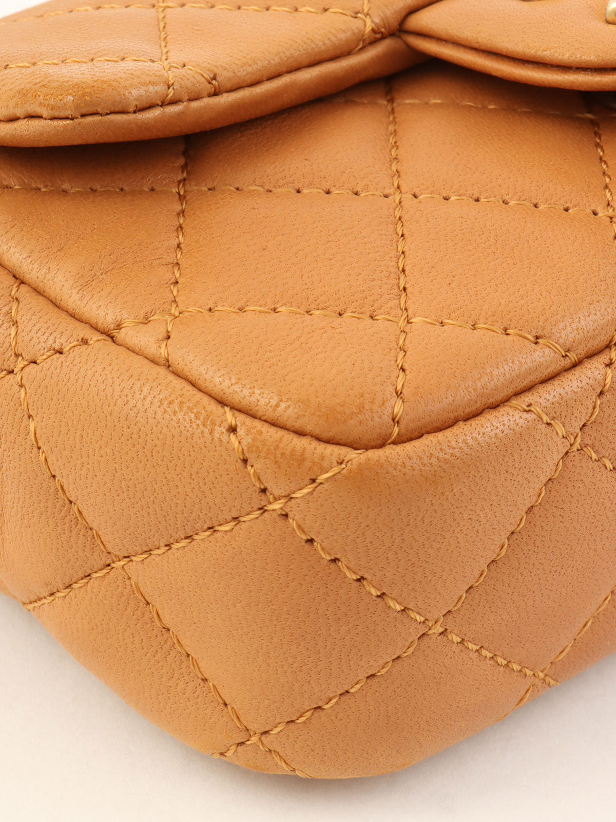 2014 CC Turn Lock Charm Chain Bag Mini Brown