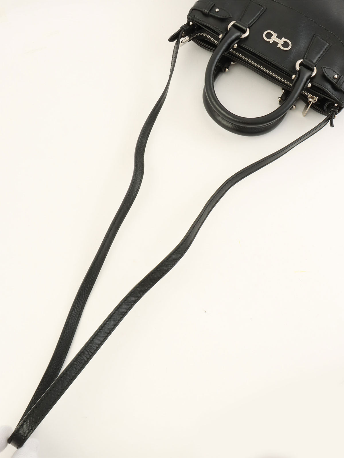 Gancini Plate 2-Way Bag Black