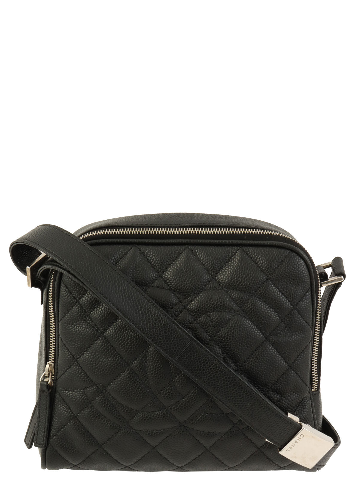 2008年頃製 キャビアスキンCCマークステッチショルダーバッグ ブラック