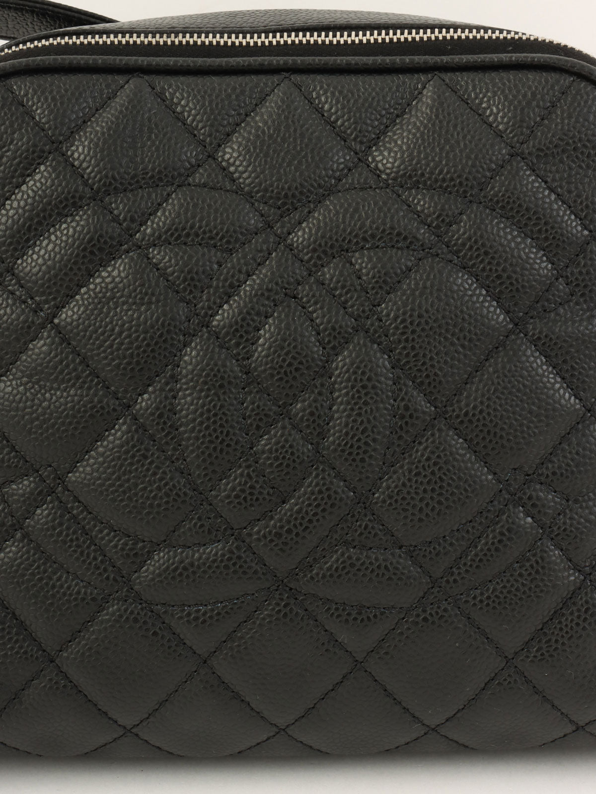 2008年頃製 キャビアスキンCCマークステッチショルダーバッグ ブラック