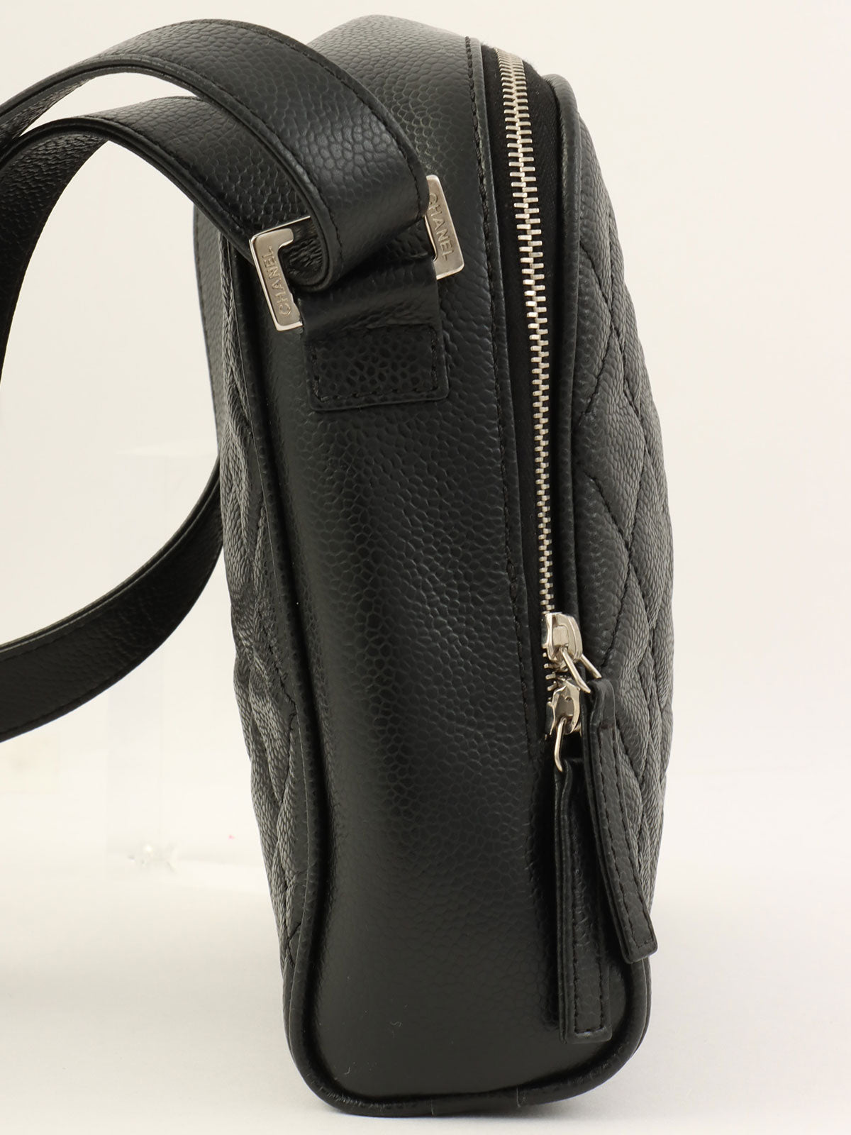 2008年頃製 キャビアスキンCCマークステッチショルダーバッグ ブラック