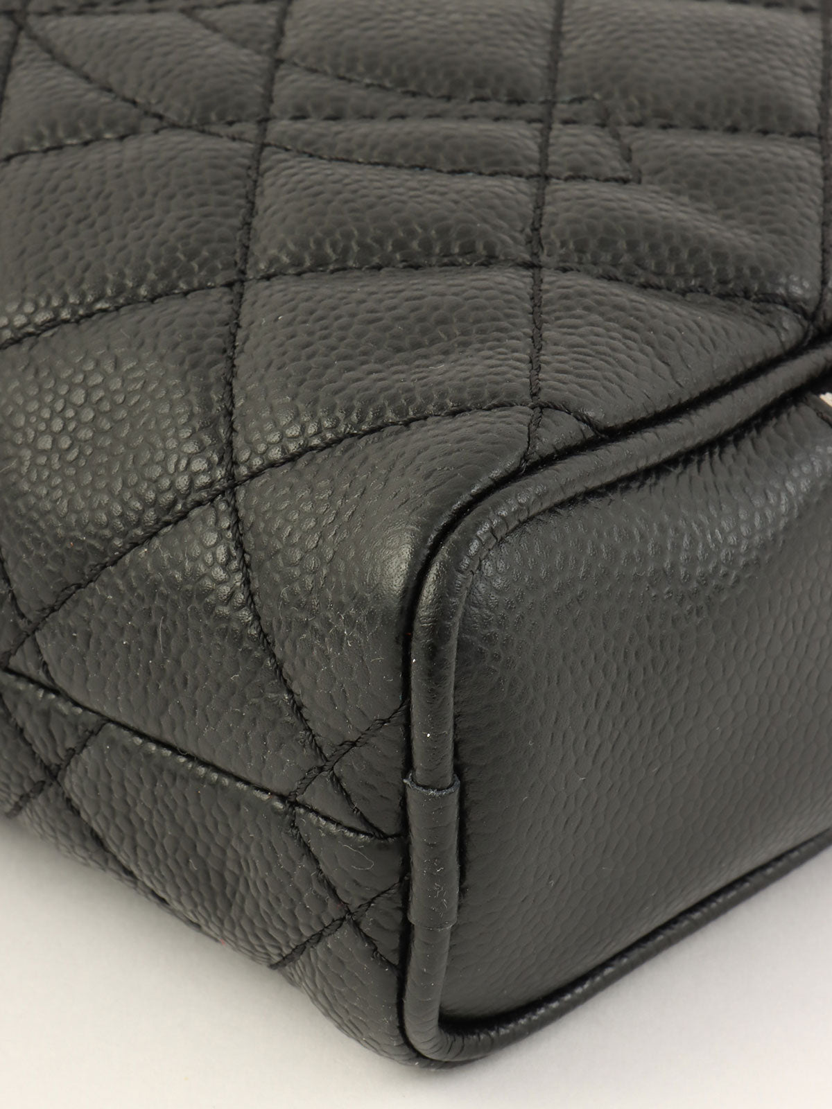 2008年頃製 キャビアスキンCCマークステッチショルダーバッグ ブラック