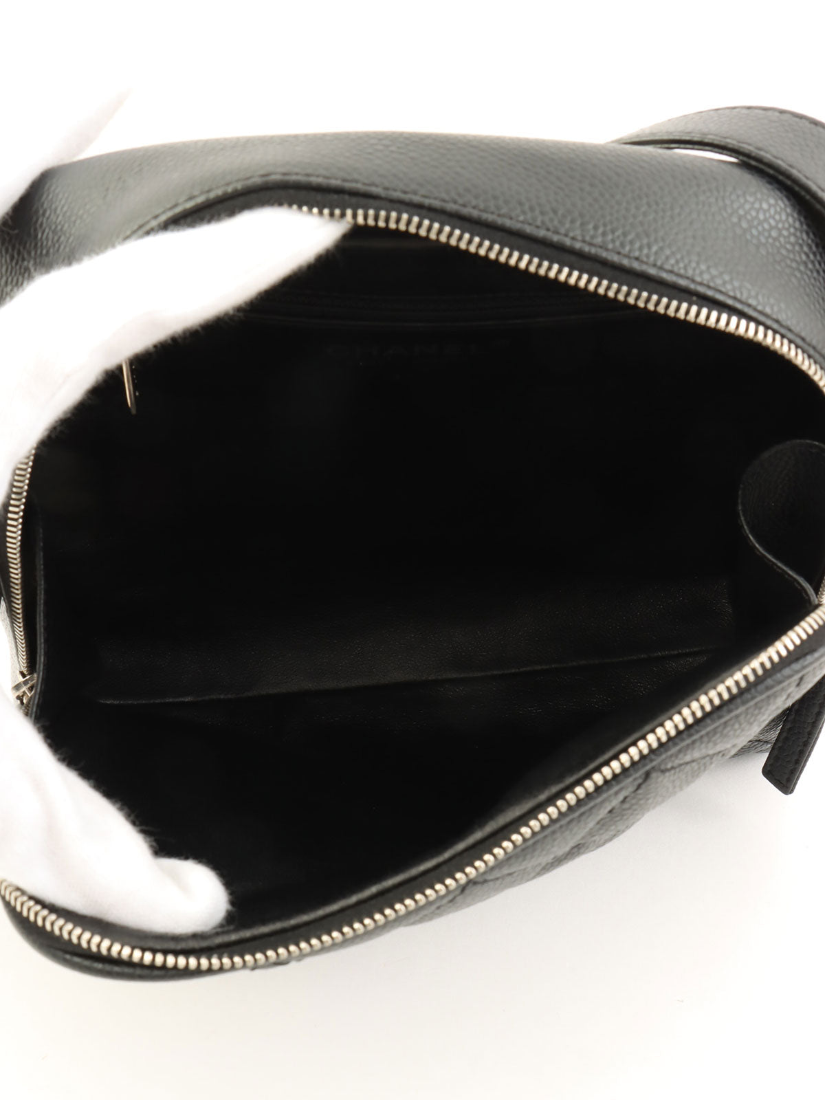 2008年頃製 キャビアスキンCCマークステッチショルダーバッグ ブラック