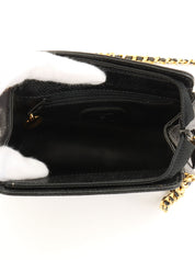 1998年頃製 キャビアスキンCCマークステッチミニチェーンショルダーバッグ ブラック