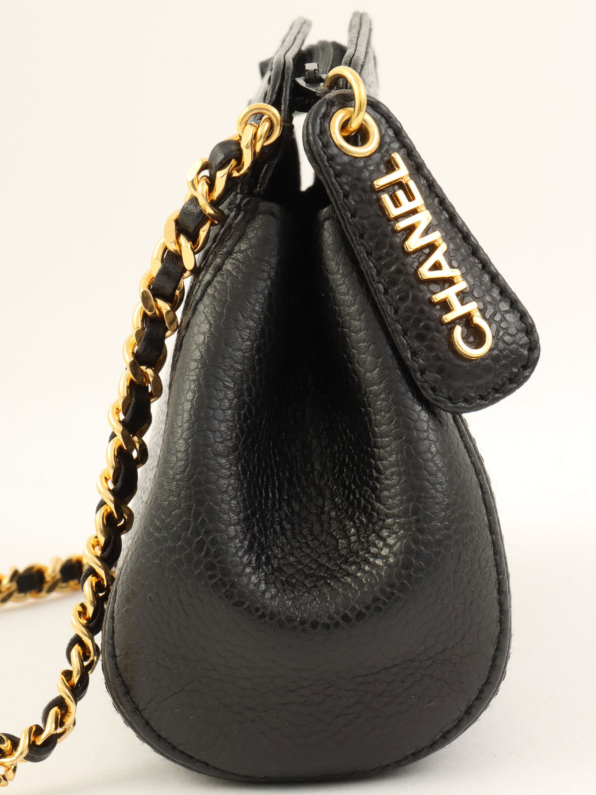 1998 Caviar Skin CC Mark Stitch 黑色迷你链条单肩包