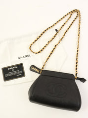1998 Caviar Skin CC Mark Stitch 黑色迷你链条单肩包