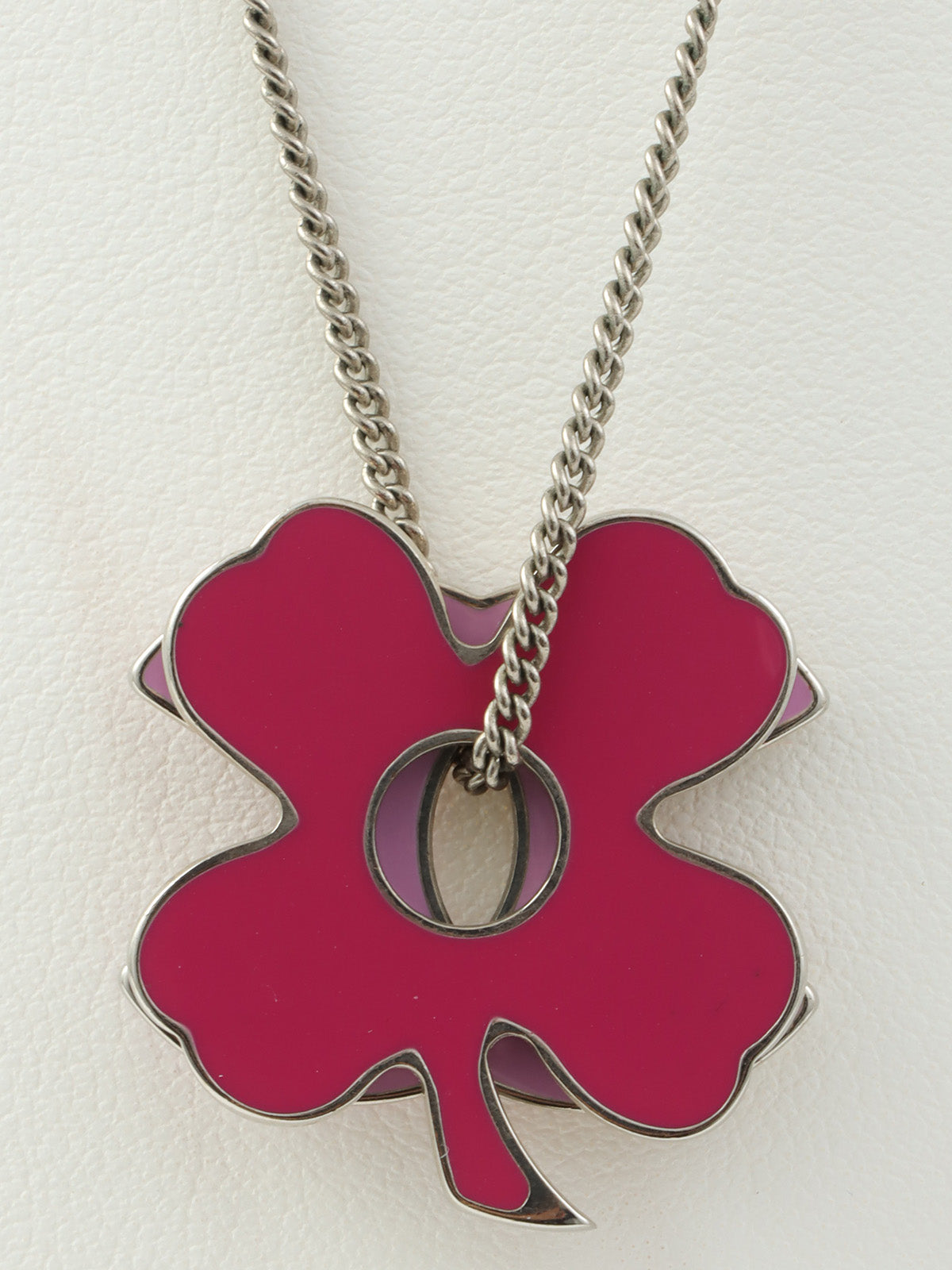 2004年製　クローバーCCマークプレートネックレス　シルバー/ピンク/パープル