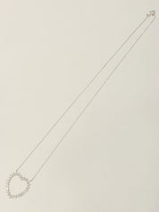 18Kダイヤモンドハートモチーフネックレス ホワイトゴールド