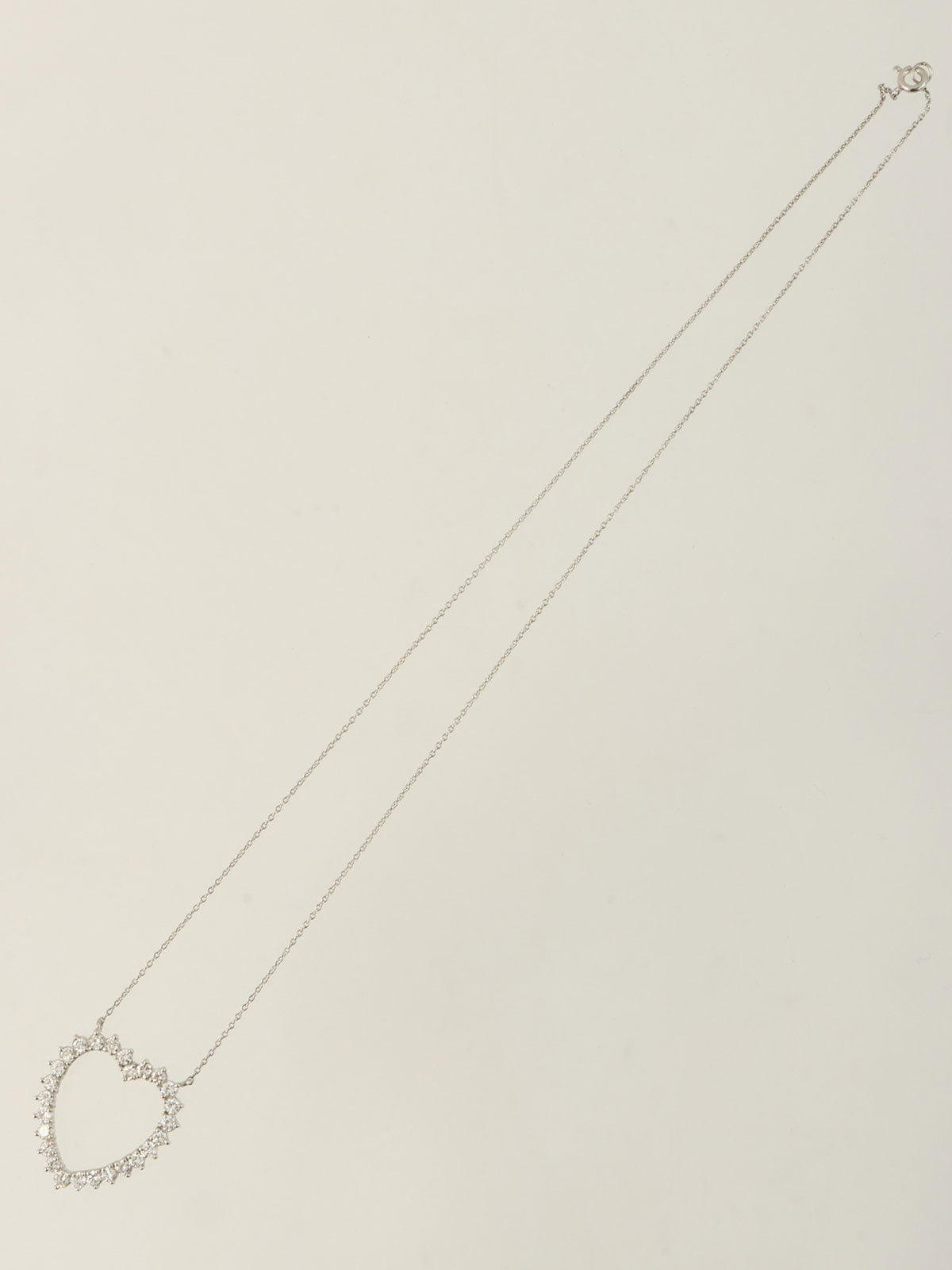 18Kダイヤモンドハートモチーフネックレス ホワイトゴールド