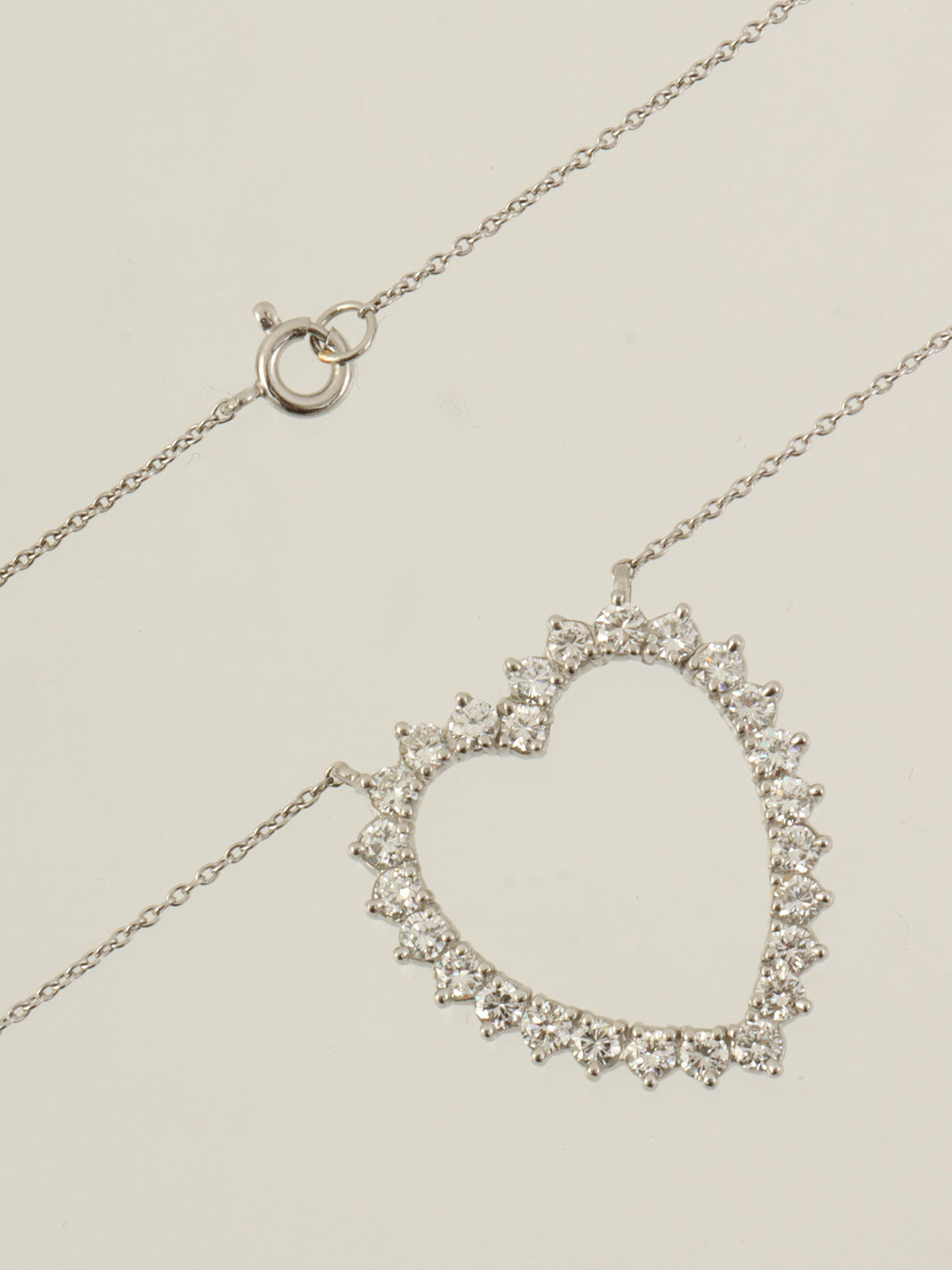 18Kダイヤモンドハートモチーフネックレス ホワイトゴールド