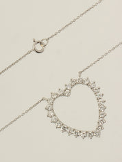 18Kダイヤモンドハートモチーフネックレス ホワイトゴールド