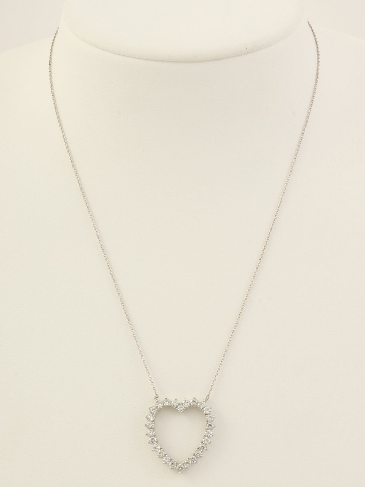 18Kダイヤモンドハートモチーフネックレス ホワイトゴールド