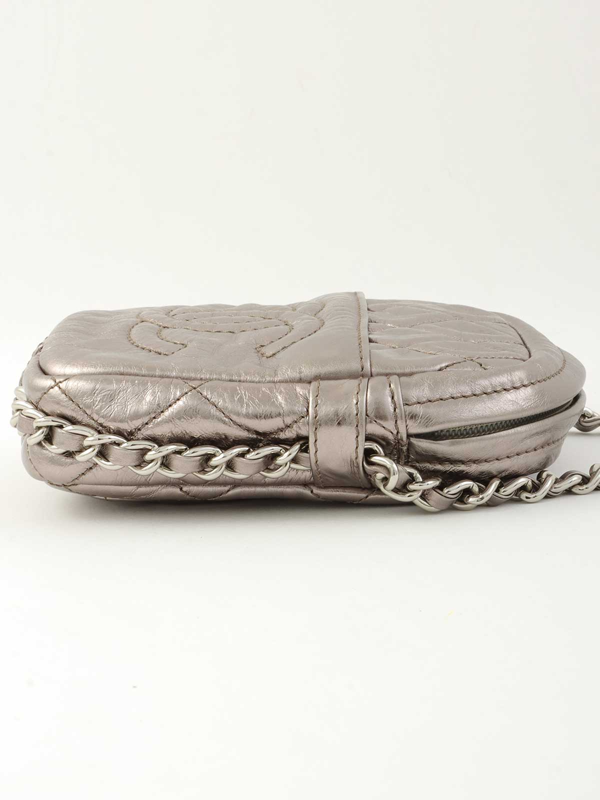 2008 CC Mark Stitch Mini Chain Shoulder Bag in Silver