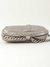 2008 CC Mark Stitch Mini Chain Shoulder Bag in Silver