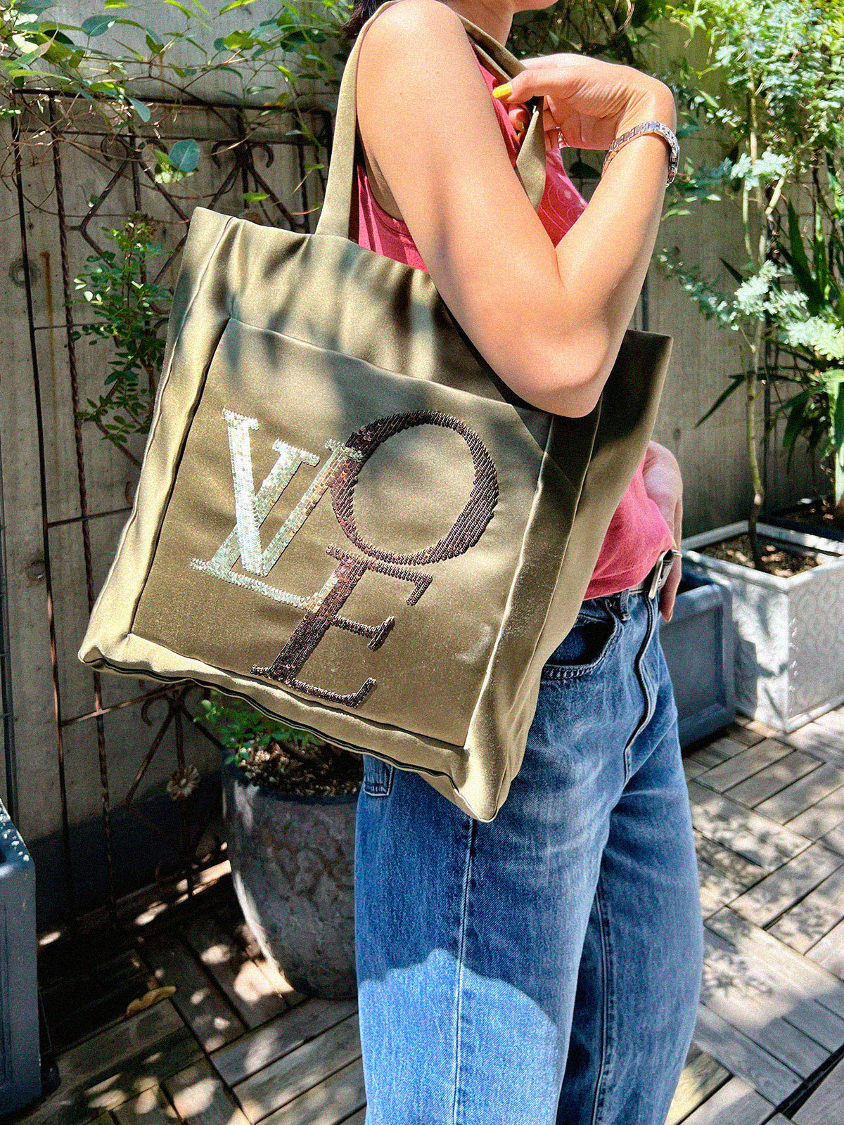 2007 That's Love Tote Bag MM Khaki