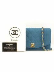 1992 Diana flap chain bag 22cm blue