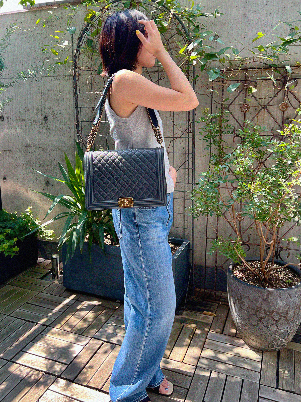 2014 Boy Chanel Chain Shoulder Bag, Navy